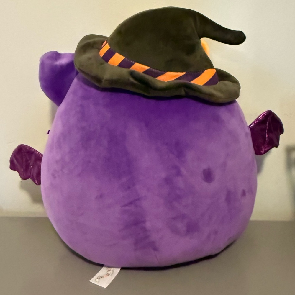 Squishmallows 14" Blas Purple Bat with Purple Fuzzy Belly and Witch Hat Plush - Picture 3 of 5